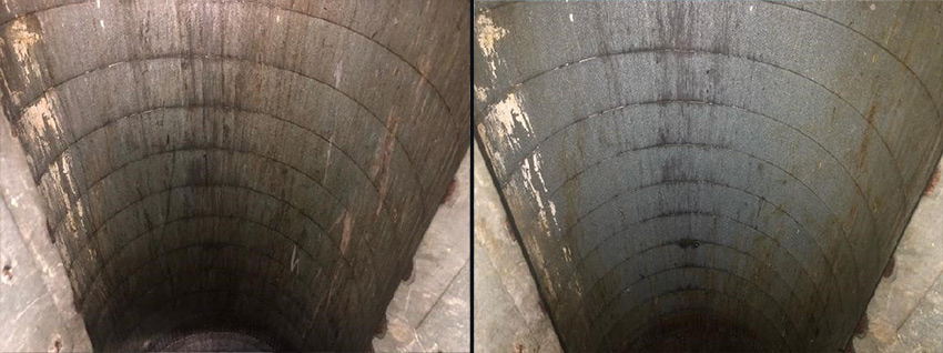 Trash chute before and after CKC cleaning service