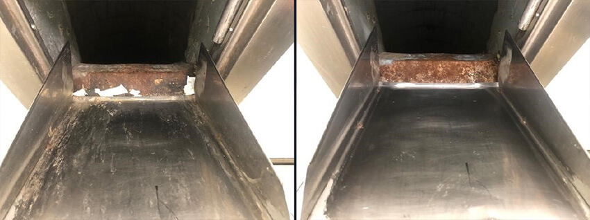 Trash chute door before and after CKC cleaning service